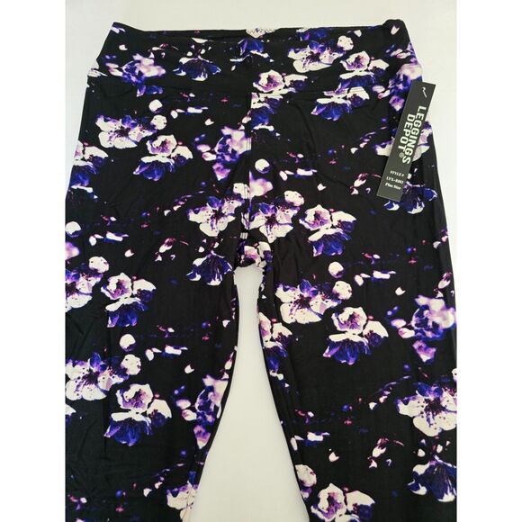YOGA Plus Size Womens Luscious Purple Posies Leggings Depot Women Ultra Soft - Picture 6 of 8
